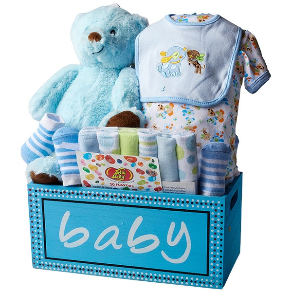 Baby Boy Wooden Keepsake Basket