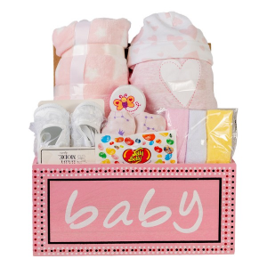 Baby Girl Wooden Keepsake Basket