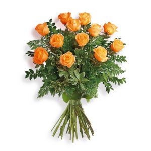 Dozen Orange Roses Hand-Tied