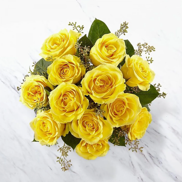 Dozen Yellow Roses Hand Tied